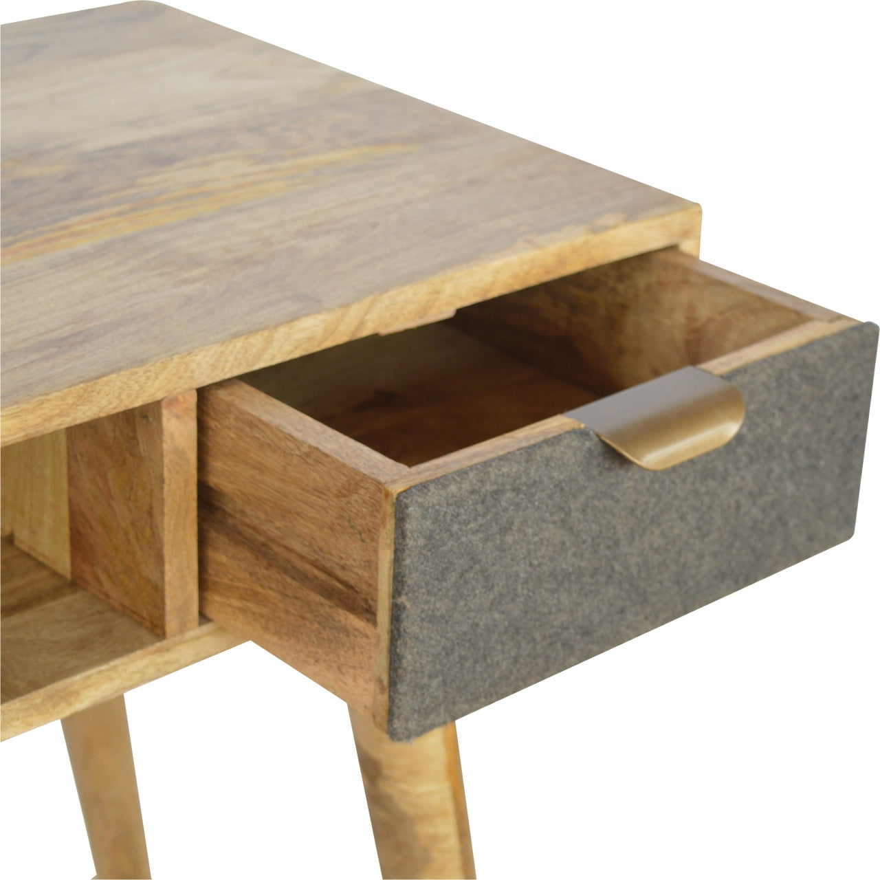 Solid Mango Wood Grey Tweed Writing Desk