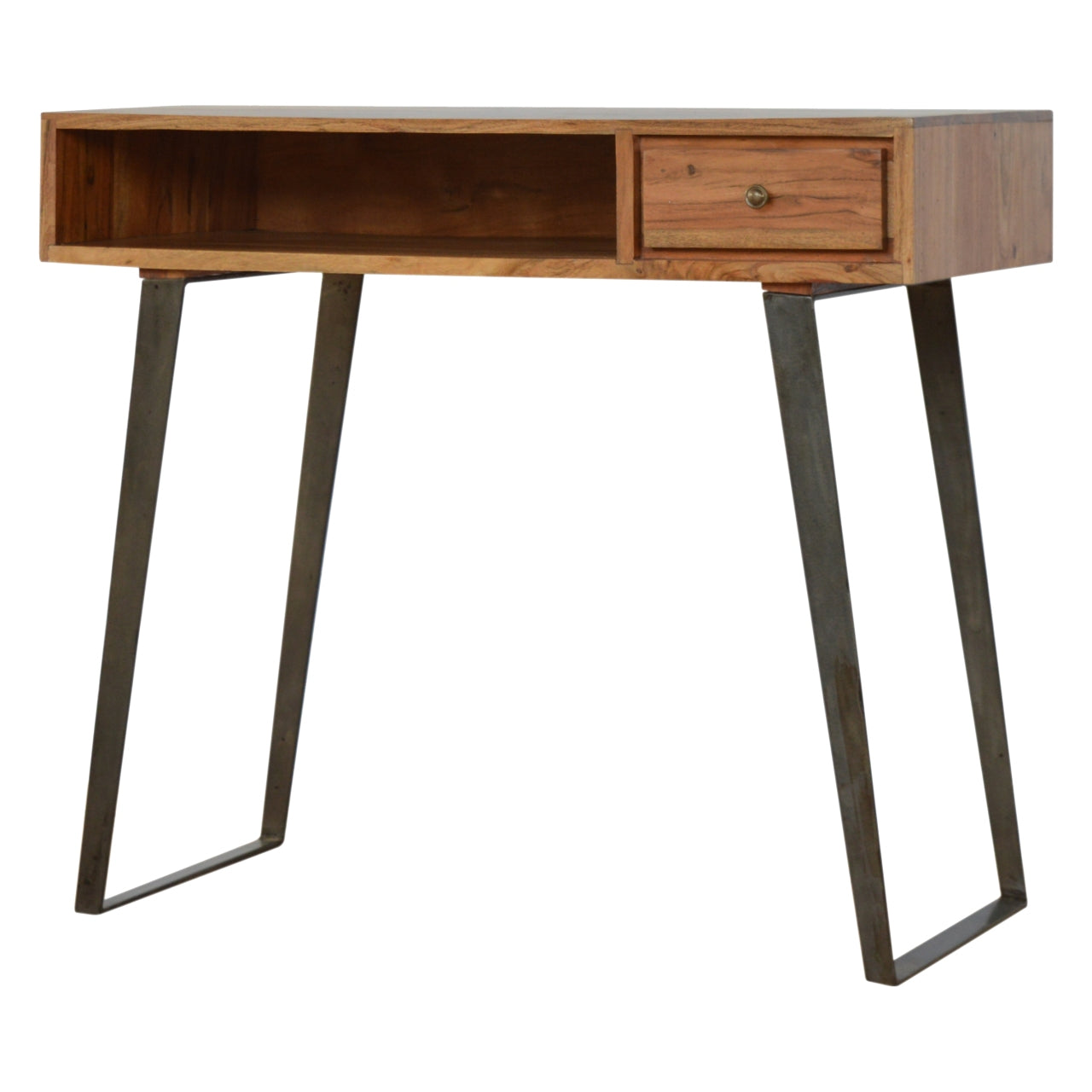 Solid Wood Writing Desk With Iron Legs