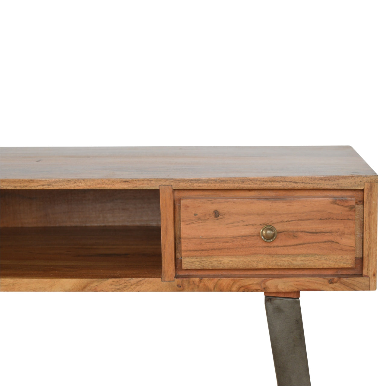 Solid Wood Writing Desk With Iron Legs