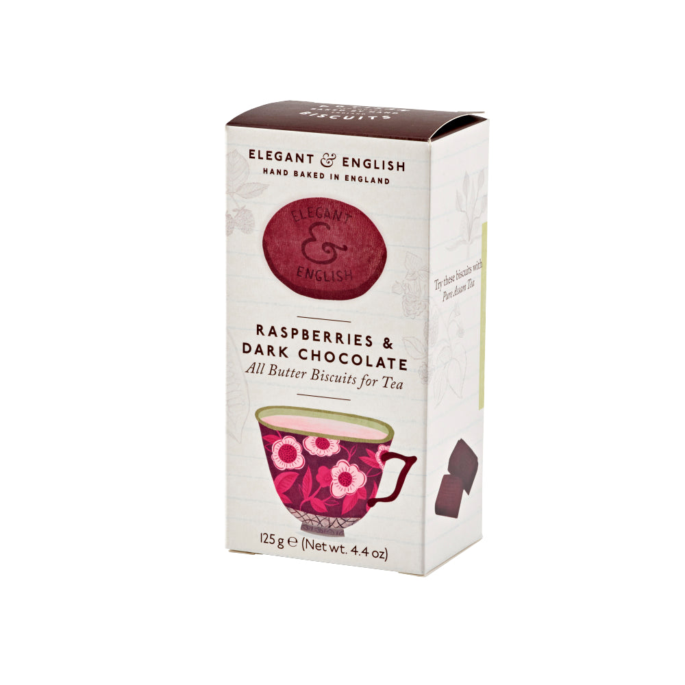 Elegant & English Raspberries & Dark Chocolate Biscuits (125g)