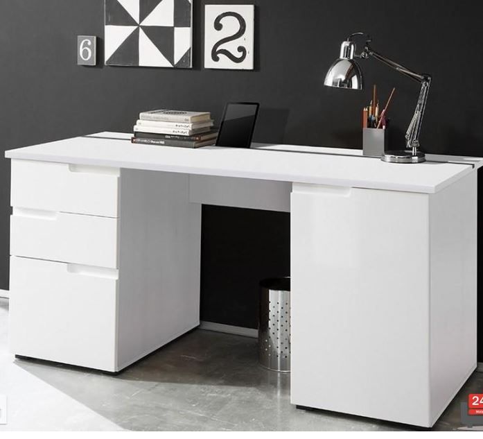 Large White Gloss Computer Desk