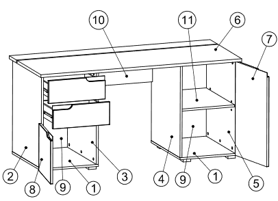 Large White Gloss Computer Desk