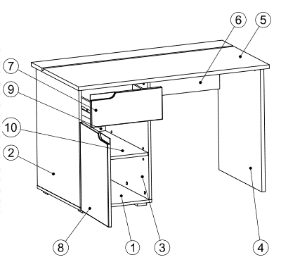 White Gloss One Drawer Computer Desk