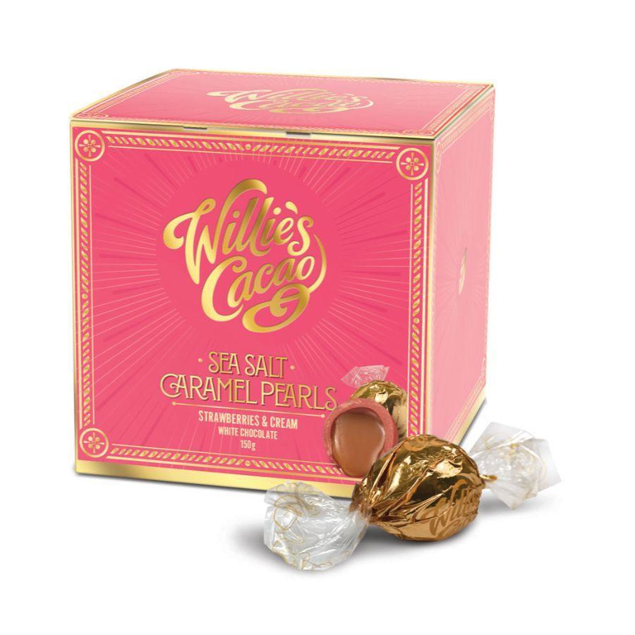 Willies Cacao Strawberry Sea Salt Caramel Pearls (150g)