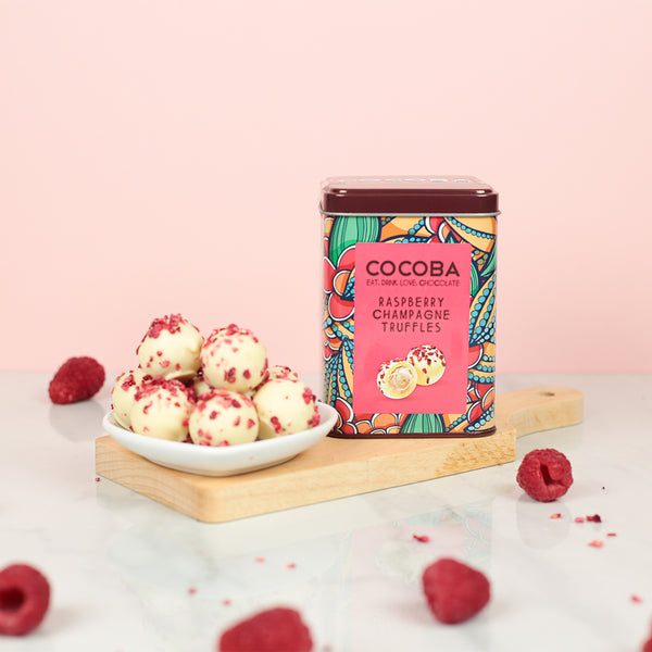 Cocoba Raspberry & Champagne Truffles Gift Tin (120g)