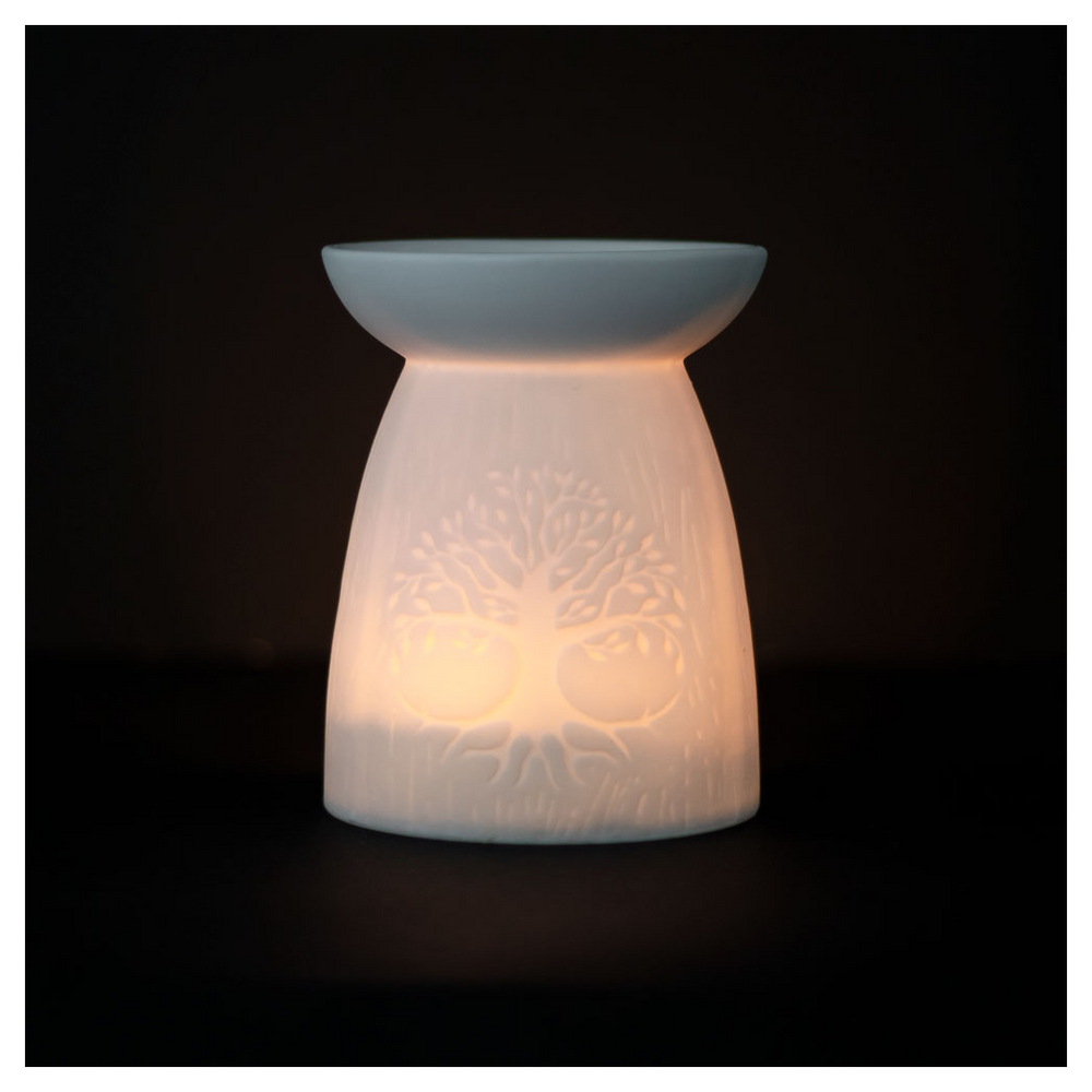 White Ceramic Tree of Life Oil Burner