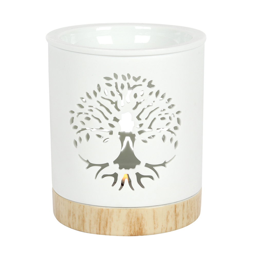 White Tree of Life Cut Out Oil Burner