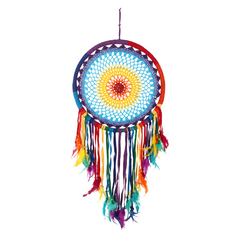 Multicolour Crochet Feather Dreamcatcher