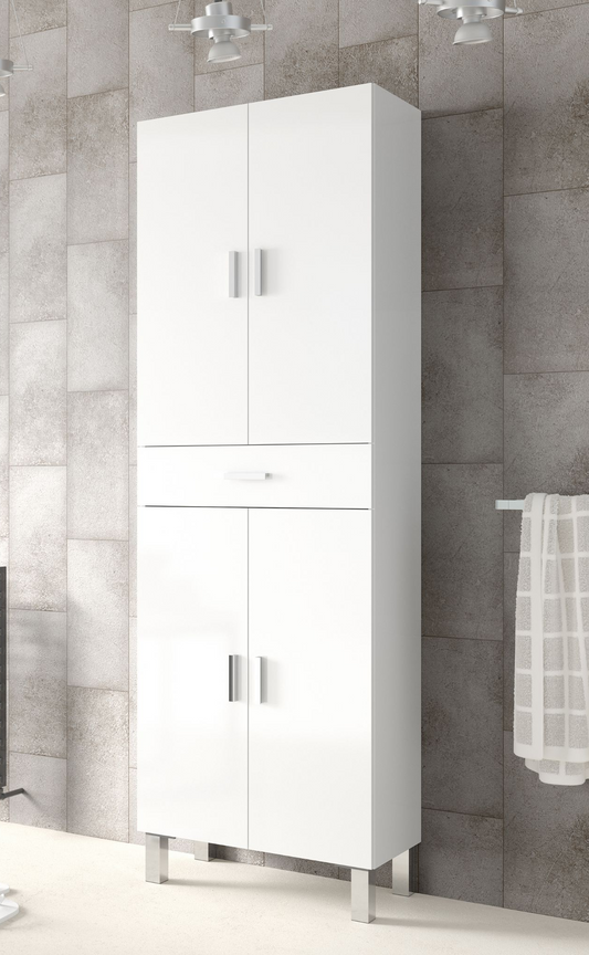 Tall Bathroom Cupboard White Gloss