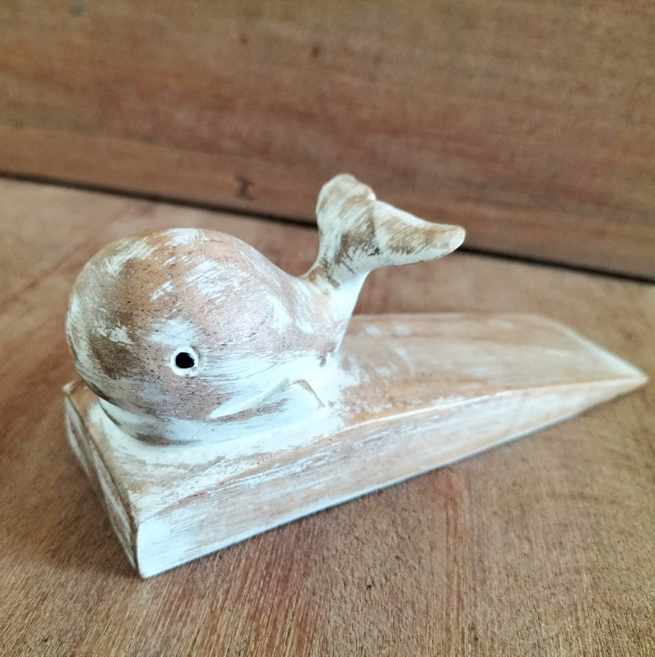 Hand Carved Doorstop - Whale